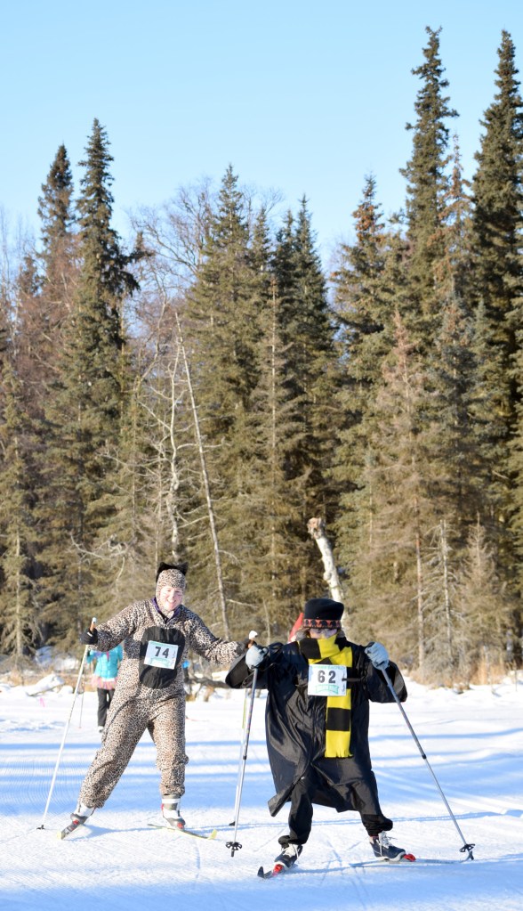 Tara Ruffner and Taylor Ruffner ski at the Ski For Women on Sunday at Tsalteshi Trails.