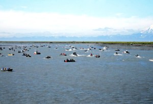 Boaters crowd the Kenai River near the Kenai City Dock on Thursday, July 21, 2016 in Kenai, Alaska. (Elizabeth Earl/Peninsula Clarion, file)