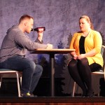 Tyler Payment and Kate Schwarzer act out a scene from the play &ldquo;Almost, Maine,&rdquo; during a rehearsal Wednesday, Feb. 8, 2017 at the Triumvirate Theatre in North Kenai, Alaska. The play is set to run Friday and Saturday.