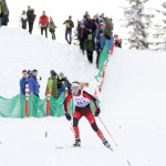 Kenai Central&rsquo;s Riana Boonstra leads Seward&rsquo;s Ruby Lindquist on Saturday at the Region III ski meet at Government Peak. (Photo by Caitlin Skvorc/For the Frontiersman)