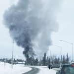 Smoke billows into the air from the scene of a structure fire Wednesday, Feb. 22, 2017 on Bridge Access Road in Kenai, Alaska. (Photo courtesy Jim West)