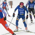 Homer&rsquo;s Katie Davis races amid a pack of skiers at the state ski championships at Kincaid Park in Anchorage (Photo by Matt Tunseth/Alaska Star)