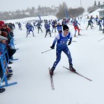 Soldotna skier Josh Shuler takes off at the start of Friday&rsquo;s state ski championships at Kincaid Park in Anchorage (Photo by Matt Tunseth/Alaska Star)
