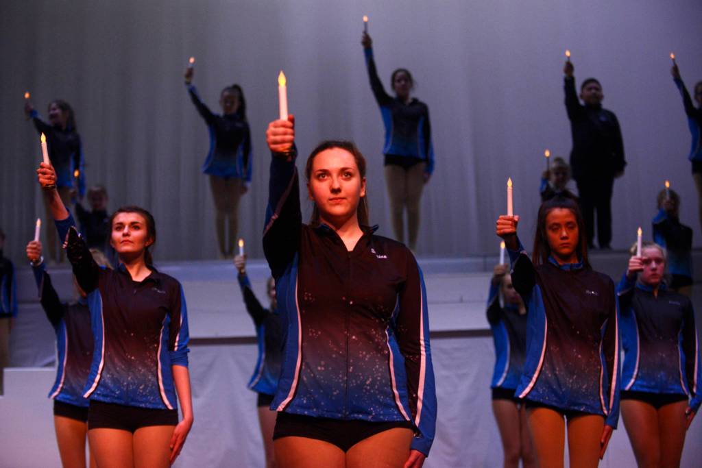 Dancers from the Soldotna-based studio Forever Dance Alaska pose in a scene from their upcoming show &ldquo;Be Light, Be Love&rdquo; on Wednesday, March 22, 2017 in Kenai Central High School&rsquo;s Renee C. Henderson Auditorium. &ldquo;Be Light, Be Love&rdquo; will show Friday and Saturday at 7 p.m at Kenai Central High. Tickets are $10 or $15, depending on seat location.