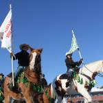 Equestrians joined the parade wearing green.