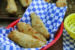 This March 26, 2017 photo shows Dijon and sherry chicken tenders in Coronado, Calif. This dish is from a recipe by Melissa d&rsquo;Arabian. (Melissa d&rsquo;Arabian via AP)