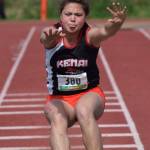 Kenai Central&rsquo;s Julieanne Wilson competes in the 4A girls long jump event in May 2016 at the state track and field championships at Dimond Alumni Field in Anchorage. (Photo by Joey Klecka/Peninsula Clarion)