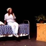 Tehya Nichols performs on stage in the one-act play &ldquo;HDYMTWBT,&rdquo; written by Mike Druce, a former Soldotna High School teacher. (Kat Sorensen/Peninsula Clarion)