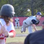 Photo by Joey Klecka/Peninsula Clarion Soldotna pitcher Matthew Daugherty delivers a strike to a Kenai Central batter May 2016 at the Kenai Little League Fields.