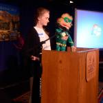 Anya Hondel, of Soldotna Prep School, took the top prize at Thursday&rsquo;s Caring for the Kenai competition with her project, a puppet super hero named Captain Conservation. (Kat Sorensen/Peninsula Clarion)  Anya Hondel, of Soldotna Prep School, took the top prize at Thursday&rsquo;s Caring for the Kenai competition with her project, a puppet super hero named Captain Conservation. (Kat Sorensen/Peninsula Clarion)