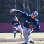 Soldotna starter Caleb Spence delivers a pitch to a Kenai Central batter Wednesday evening at the Kenai Little League Fields. (Photo by Joey Klecka/Peninsula Clarion)