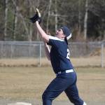 Soldotna second baseman Darcy Blume prepares to put out Homer&rsquo;s Annali Metz in the fourth inning Monday, May 15, 2017, at the Soldotna Little League fields. (Photo by Jeff Helminiak/Peninsula Clarion)