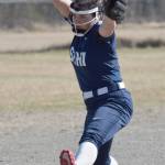 Soldotna pitcher Danielle Hills delivers to Homer on Monday, May 15, 2017, at the Soldotna Little League fields. (Photo by Jeff Helminiak/Peninsula Clarion)