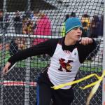 Kenai Central&rsquo;s John Grossl winds up for a discus toss April 22 at the Kenai Invitational at Ed Hollier Field in Kenai. (Photo by Joey Klecka/Peninsula Clarion)