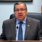 Alaska Senate Finance Committee Co-chair Lyman Hoffman addresses reporters during a Senate majority news conference on Thursday, May 18, 2017, in Juneau, Alaska. Thursday marked the start of a special session called by Gov. Bill Walker after lawmakers failed to come to agreement on a budget and plan to address the state&rsquo;s deficit during an extended regular session. (AP Photo/Becky Bohrer)