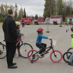 Rodeo participants ride the safety stations at Redoubt Elementary School.