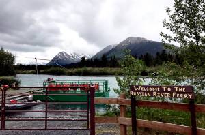 The Russian River Ferry waits, ready to bring fisherman to the opposite bank of the upper Kenai River, on the river&rsquo;s opening day of fishing for sockeye salmon on Sunday, June 11, 2017 in Cooper Landing, Alaska. (Photo by Kat Sorensen/Peninsula Clarion)