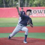 Kenai&rsquo;s David Belger releases a pitch during a 13-3 loss to Wasilla on Wednesday, June 14, 2017, in Wasilla. (Photo by Jeremiah Bartz/Frontiersman)