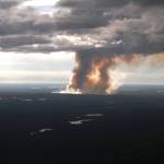 Smoke rises from the burn area of the East Fork Fire on the Kenai National Wildlife Refuge on Friday, June 16, 2017 near Sterling, Alaska. The fire, sparked by dry lightning, had burned about 850 acres by Friday night. (Photo by Elizabeth Earl/Peninsula Clarion)