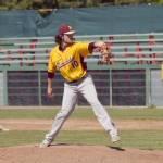 Winning pitcher Jake Andresen of Dimond delivers home against the Twins in the first game of a doubleheader Saturday, June 17, 2017, at Coral Seymour Memorial Ballpark in Kenai. (Photo by Jeff Helminiak/Peninsula Clarion)