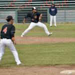 West starter and winner Chris Crespo pitches home Sunday, June 18, 2017, at Coral Seymour Memorial Park in Kenai. (Photo by Jeff Helminiak/Peninsula Clarion)
