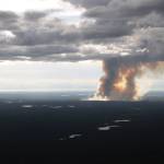 Smoke rises from the burn area of the East Fork Fire on the Kenai National Wildlife Refuge on June 16, 2017 near Sterling, Alaska. &nbsp;(Photo by Elizabeth Earl/Peninsula Clarion)