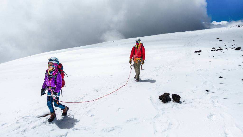 Avery Walden, then 9, leads the way to the peak of Mt. Kilimanjaro in Tanzania on Jan. 6, 2017. Walden, her father Chris and a family friend climbed the famous mountain in January, making Avery the youngest female to ascend the mountain. (Photo courtesy Chris Walden)