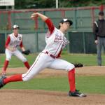 Austin Robertson of the Wasilla Road Warriors delivers to the Twins on Sunday, July 16, 2017, at Coral Seymour Memorial Park in Kenai. (Photo by Jeff Helminiak/Peninsula Clarion)