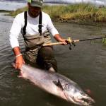 In this photo submitted to Fish for the Future, an angler prepares to release a king salmon he caught. Fish for the Future, a program begun by two central Kenai Peninsula guides, offers prizes for people who submit photographs of king salmon they caught and released on the Kenai and Kasilof rivers in June and July as a way to encourage people to release fish and conserve the fishery over time. (Photo courtesy Fish for the Future)