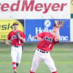 Kenai infielder Paul Steffensen catches a pop fly during an 11-3 win over the Palmer Pioneers on Friday, July 21, 2017, at Hermon Brothers Field in Palmer. (Photo by Jeremiah Bartz/Frontiersman)