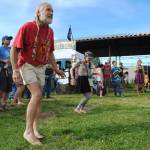 Stu Schulitz dances at the River Stage during Rabbit Creek Ramblers&rsquo; set at the 2017 Salmonfest in Ninilchik, Alaska on Friday, August 4, 2017. (Photo by Kat Sorensen/Peninsula Clarion)