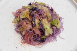 This June 24 photo shows a recipe for kelp noodles and cabbage in Coronado, Calif. This dish is from a recipe by Melissa d&rsquo;Arabian. (Melissa d&rsquo;Arabian via AP)