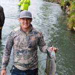 McKay Mills of Show Low, Arizona, holds up the sockeye salmon he caught near Soldotna Creek Park on Wednesday, Aug. 16, 2017 in Soldotna, Alaska. (Photo by Elizabeth Earl/Peninsula Clarion) McKay Mills of Show Low, Arizona, holds up the sockeye salmon he caught near Soldotna Creek Park on Wednesday, Aug. 16, 2017 in Soldotna, Alaska. (Photo by Elizabeth Earl/Peninsula Clarion)
