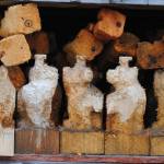 A line of in progress wood carved bears wait to be finished at The Dreamer&rsquo;s Wood in Sterling, Alaska on Monday, August 21. (Photo by Kat Sorensen/Peninsula Clarion)