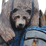 A wildlife scene, carved by Eric Berson, is found at The Dreamer&rsquo;s Wood in Sterling. (Photos by Kat Sorensen/Peninsula Clarion)
