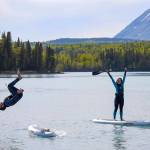 Stand-up paddle boarders explore the waterways of the Kenai Peninsula with Courtney Larsen&rsquo;s Adventure Guru. (Photo courtesy of Courtney Larsen)
