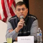 Dale Bagley speaks during a forum for borough mayoral candidates Wednesday at a joint meeting of the Kenai and Soldotna Chambers of Commerce at the Kenai Visitors Center. (Photo by Will Morrow/Peninsula Clarion)