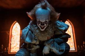 This image released by Warner Bros. Pictures shows Bill Skarsgard in a scene from &ldquo;It.&rdquo; (Brooke Palmer/Warner Bros. Pictures via AP)
