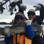 Lily Craig (left) and Joseph Craig show off the silver salmon they caught on the Kenai River during the Kenai Chamber of Commerce&rsquo;s first annual silver salmon derby in September 2017. (Photo courtesy Nathaniel Craig)