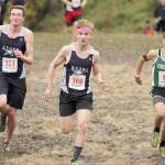 Soldotna&rsquo;s John-Mark Pothast and Bechler Metcalf race for the finish at the Region III Championships at the Government Peak Recreation Area near Palmer on Saturday, Sept. 23, 2017. (Photo by Jeremiah Bartz/Frontiersman)