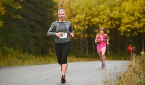 Sondra Stonecipher runs in the Kenai River half-marathon on Sunday, Sept. 24 near Kenai.