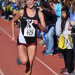 Kenai Central senior Riana Boonstra races to the finish of the Division I girls race Saturday at the ASAA First National Bank Alaska Cross-country State Championships at Bartlett High School. (Photo by Joey Klecka/Peninsula Clarion)