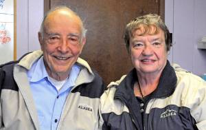 In this Sept. 20, 2017 photo, Donald and Cathy Raunig pose during a visit to Kodiak, Alaska. For Donald Raunig, each visit to Kodiak takes him back in time. Unlike most cruise ship visitors, Raunig is already very familiar with Kodiak. In the early 1960s, Raunig was stationed at the U.S. Naval Operating Base on what is currently U.S. Coast Guard Base Kodiak.(JoAnn Snoderly/Kodiak Daily Mirror via AP)