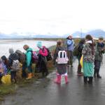 Kendall Dellasperanza&rsquo;s fourth grade class from McNeil Canyon Elementary School prepares to scour a section of shoreline for trash Friday, Sept. 22 near Mariner Park in Homer. (Photo by Megan Pacer/Homer News.)