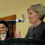 Alaska State Attorney General Jahna Lindemuth, right, speaks at the Alaska Native Law Conference Tuesday in Anchorage as Jana Turvey looks on. Lindemuth outlined the state&rsquo;s position on the traditional form of tribal justice known as banishment. (AP Photo/Rachel D&rsquo;Oro)