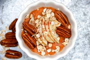 This Oct. 23 photo shows a pumpkin and spice breakfast bowl in Bethesda, Md. Loading up the freezer with these bowls is an excellent plan-ahead strategy, whether you&rsquo;re a mom of four, or you just want to streamline your mornings. (Melissa D&rsquo;Arabian via AP)