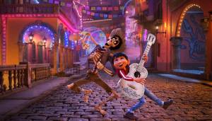 In this image released by Disney-Pixar, character Hector, voiced by Gael Garcia Bernal, left, and Miguel, voiced by Anthony Gonzalez, appear in a scene from the animated film, &ldquo;Coco.&rdquo; (Disney-Pixar via AP)
