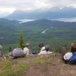 The Youth Conservation Corps crew takes a break from their work on the Hideout Trail. (Photo courtesy Kenai National Wildlife Refuge)