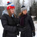 Kailey Mucha, left, and April Kaufman search for a beacon in the snow outside of the Kenai Wildlife Refuge Visitor&rsquo;s Center during an avalanche training class on Saturday, Jan. 5 in Soldotna, Alaska. Mucha said she was interested in the course after spending some time snowmachining. (Photo by Kat Sorensen/Peninsula Clarion)