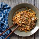 This Dec. 14, 2017 photo shows Dan Dan Noodles in New York. This dish is from a recipe by Katie Workman. (Carrie Crow via AP)